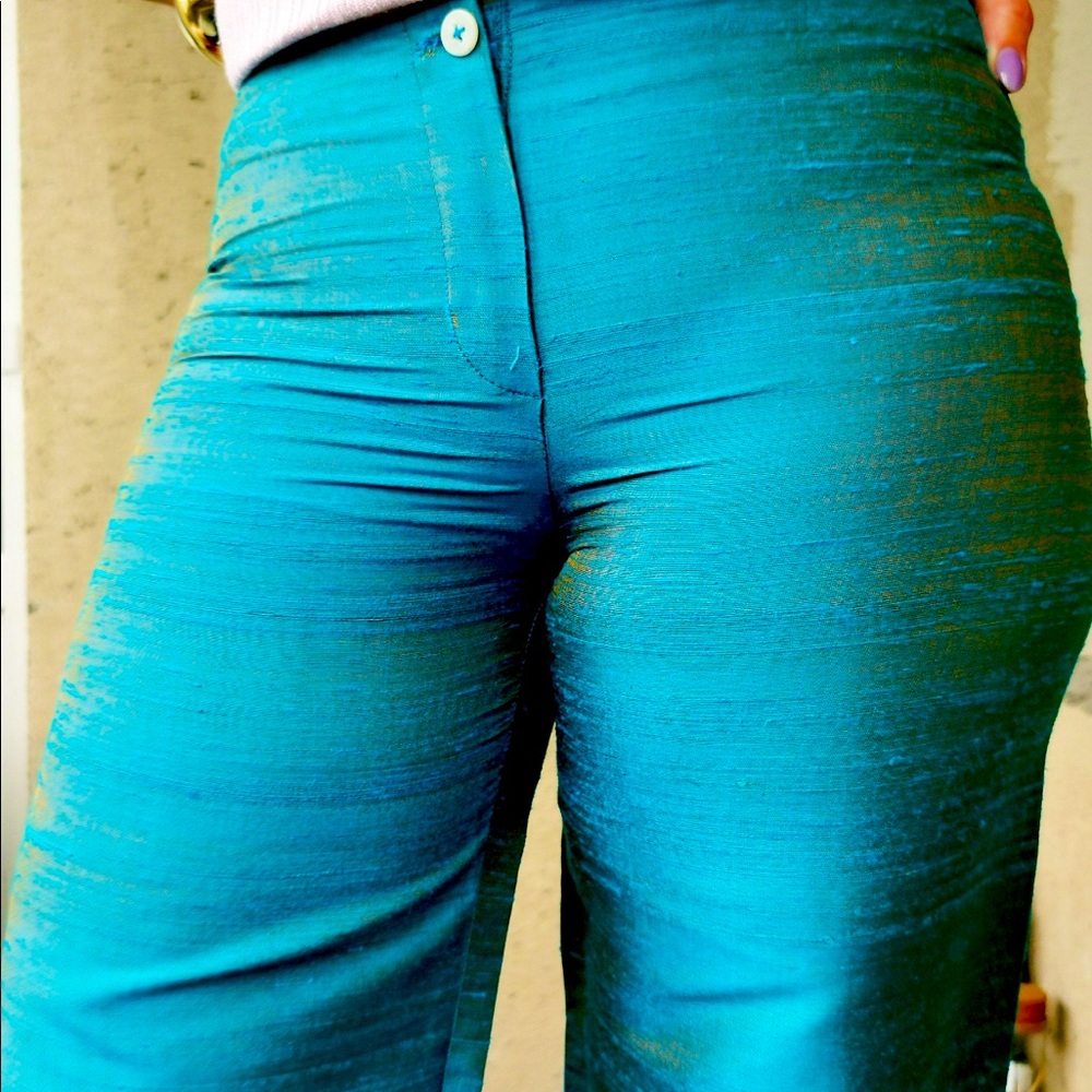 Blue Low Waist Flare Pants
